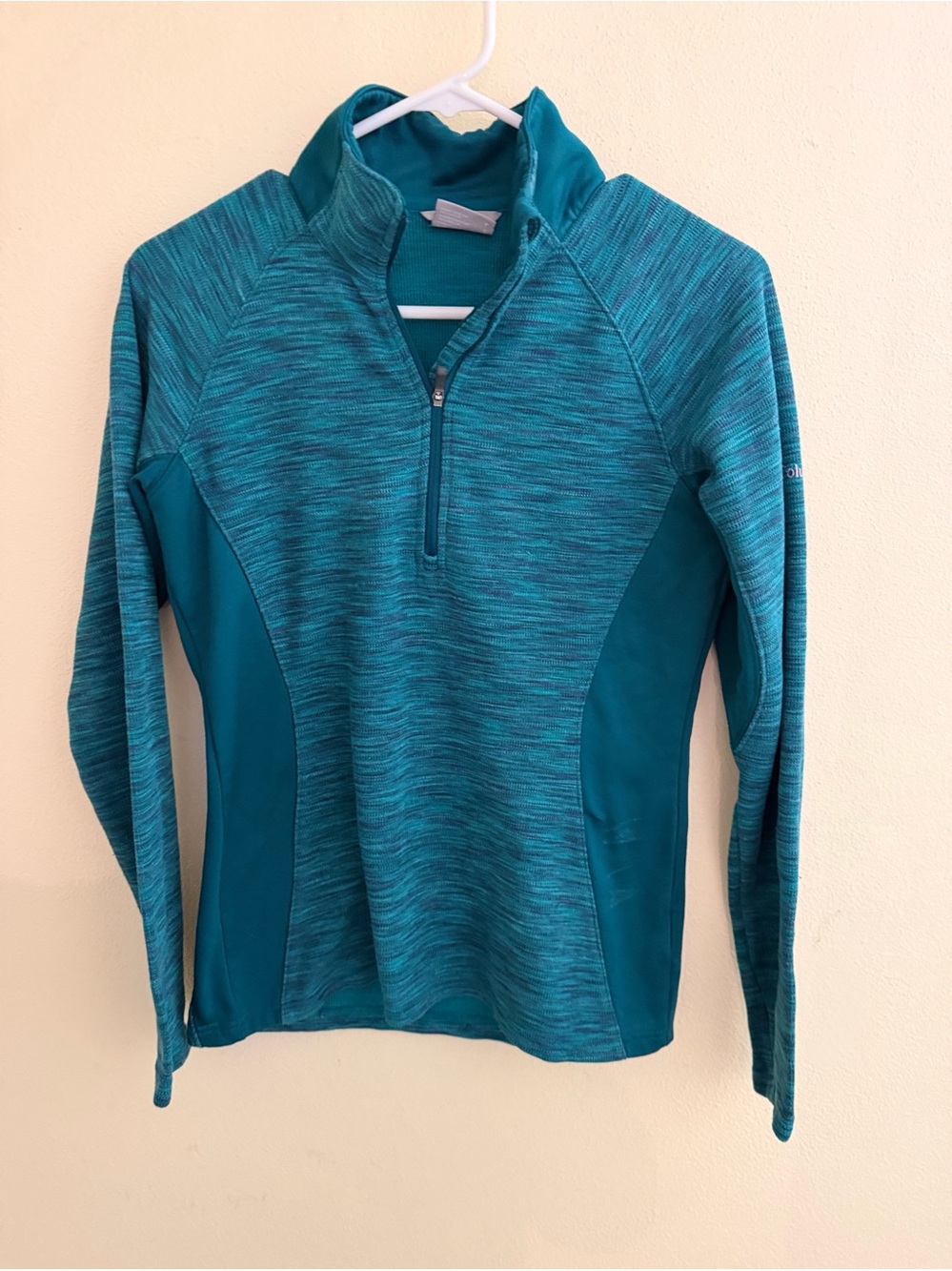 Columbia Women's Blue Heathered 1/4 Zip Mock Neck Running Top Size S